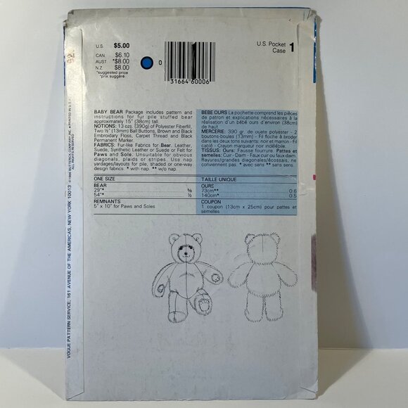 Vogue 621 & 622 Linda Carr 15" Baby Bears and Baby Bear Clothes Patterns  Uncut - Picture 4 of 10